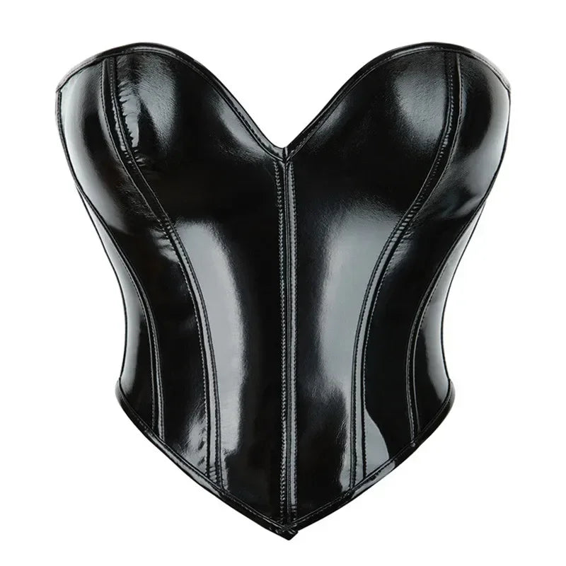 Shiny PVC PU Leather Bustier Corset Crop Top Body Shaper Vest