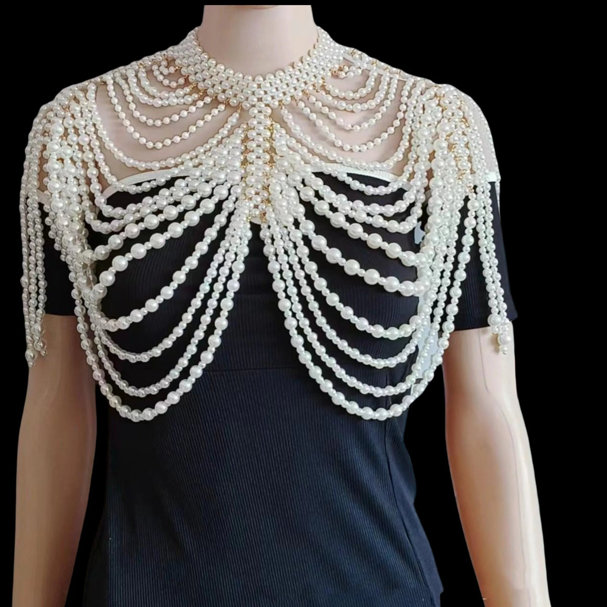 Multilayer Pearl-Look Bra & Waist Jewelry