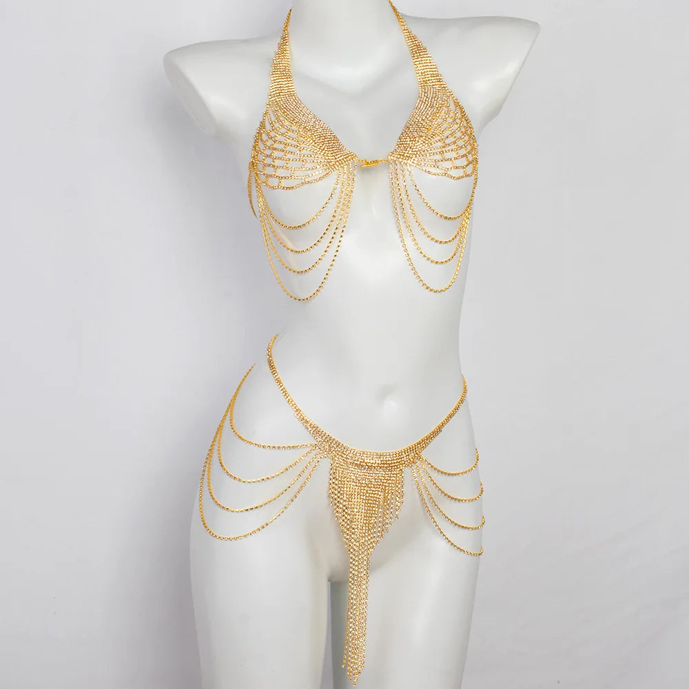 Angel Wing Rhinestone Bra & Body Jewelry