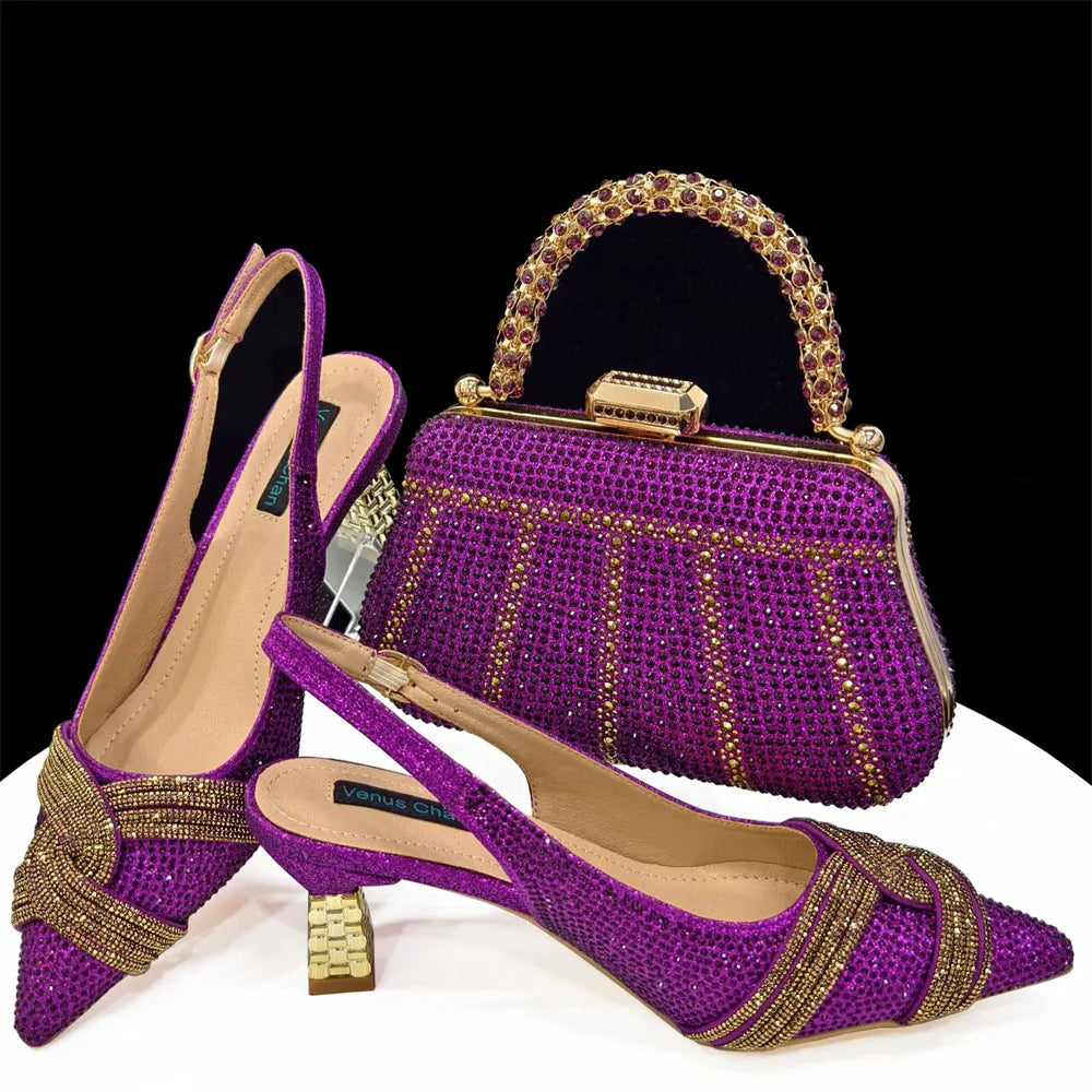 Rhinestone Shoes and Bag Set