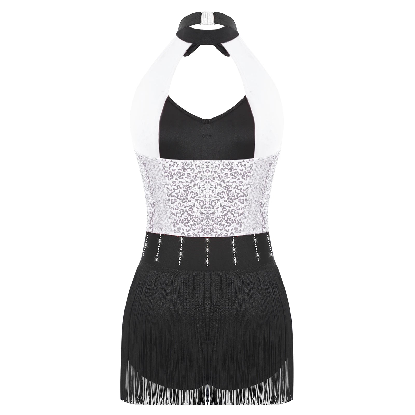 The Stardust Tuxedo Tassel Bodysuit – Luxury Sequins & Rhinestone Showgirl Leotard