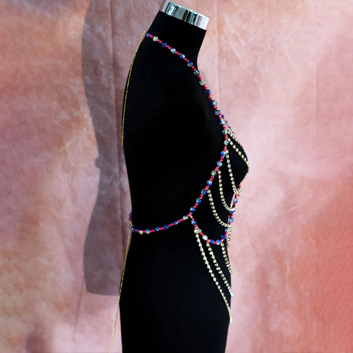 Simulated Pearl Beaded Bra Body Chain