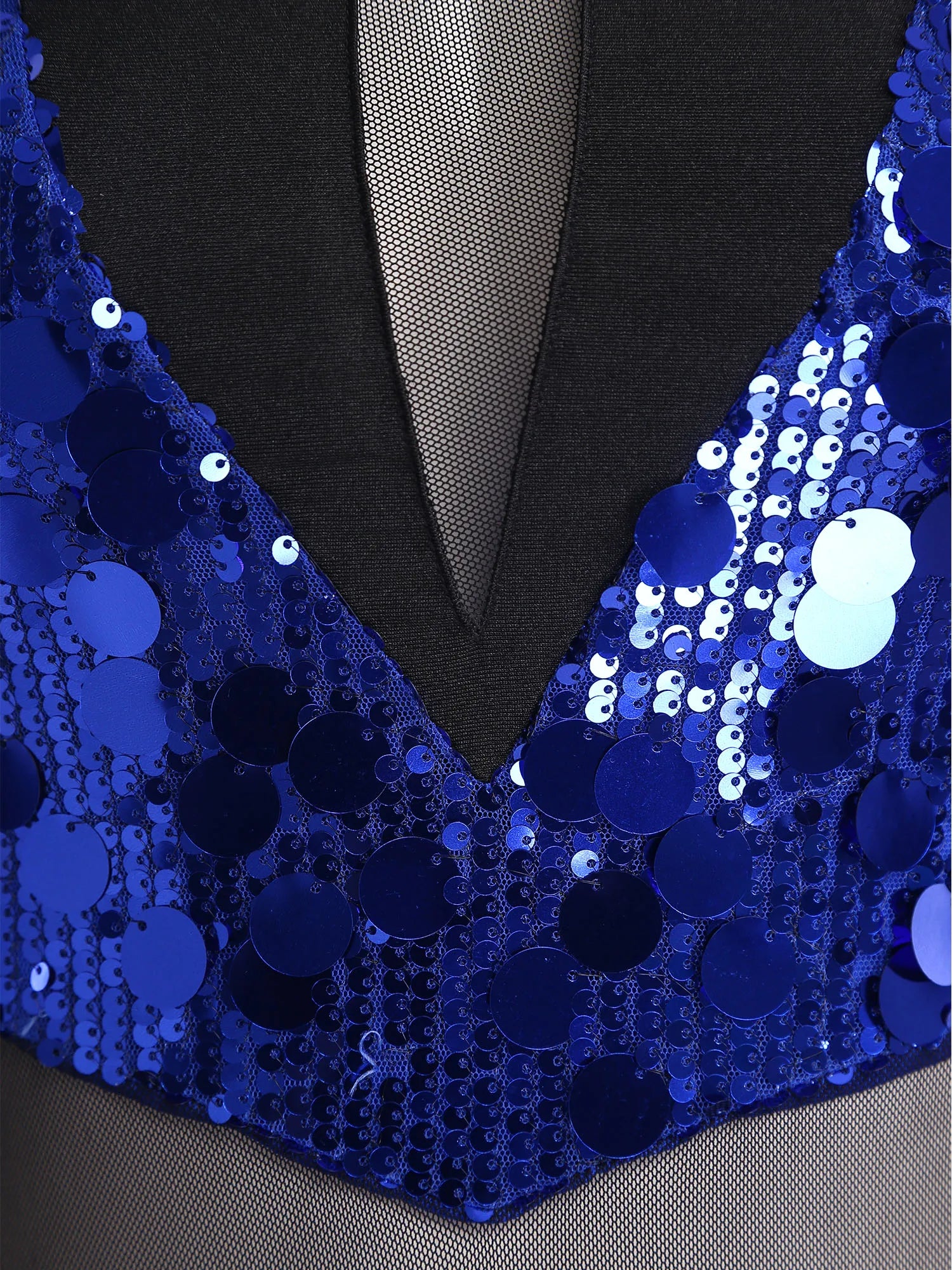 Sparkly Sequin Mock Neck Dance Leotard & Gloves Two-Piece Bodysuit Set