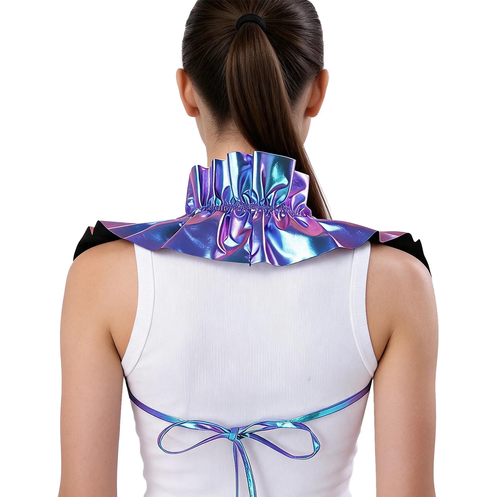 Metallic Ruffled Renaissance Neck Shrug Holographic Victorian Shoulder Capelet