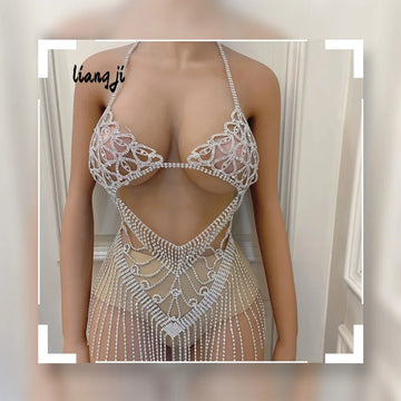 Crystal Bra & Chain Skirt Costume Jewelry