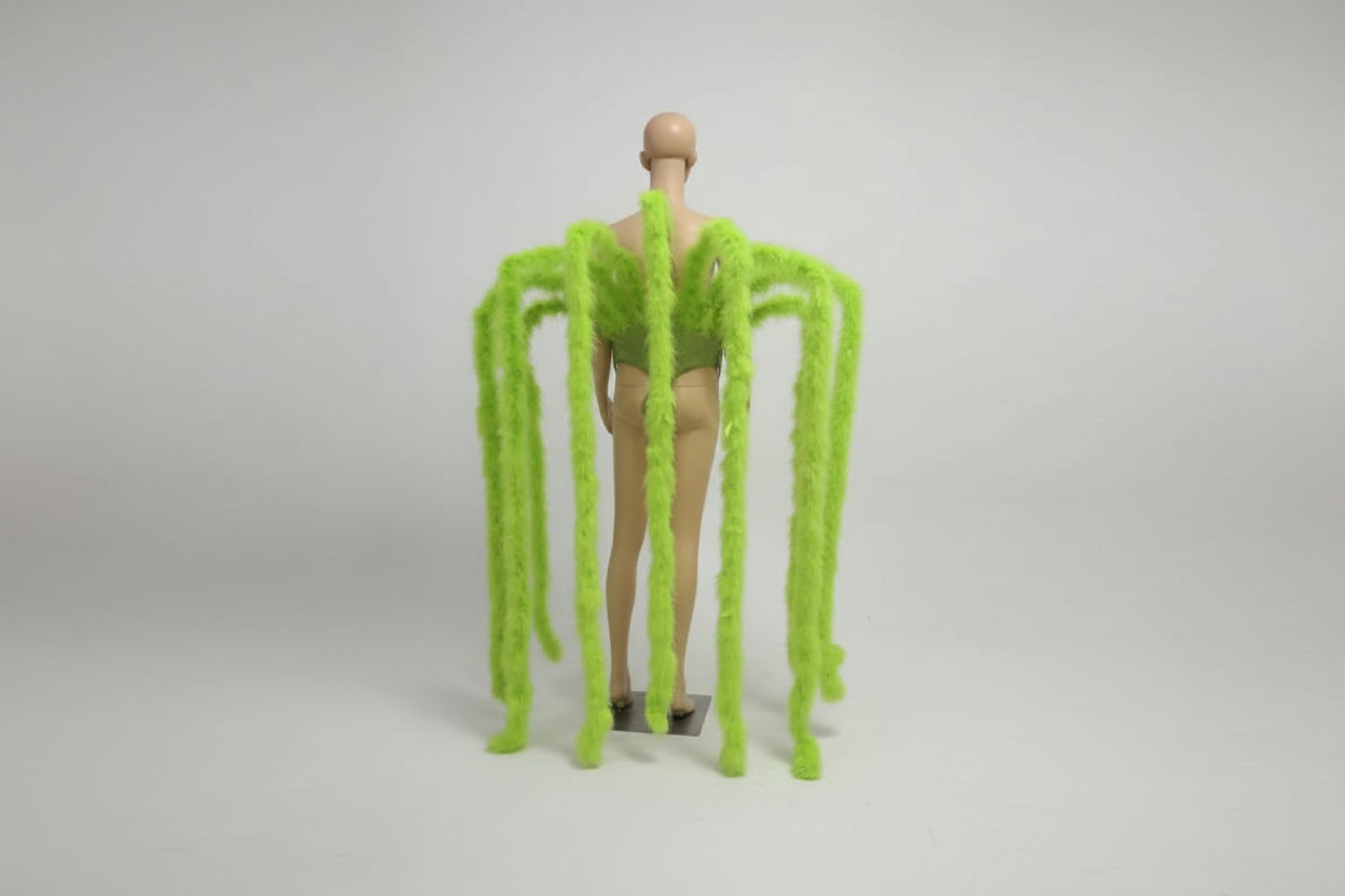 Long Feather Waterfall Backpiece Costume Accessory