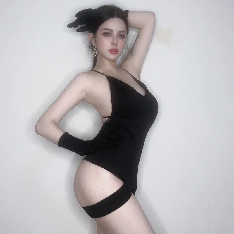 Asymmetrical Cutout Jazz Bodysuit Gogo Dancer Rave Stage Performance Leotard