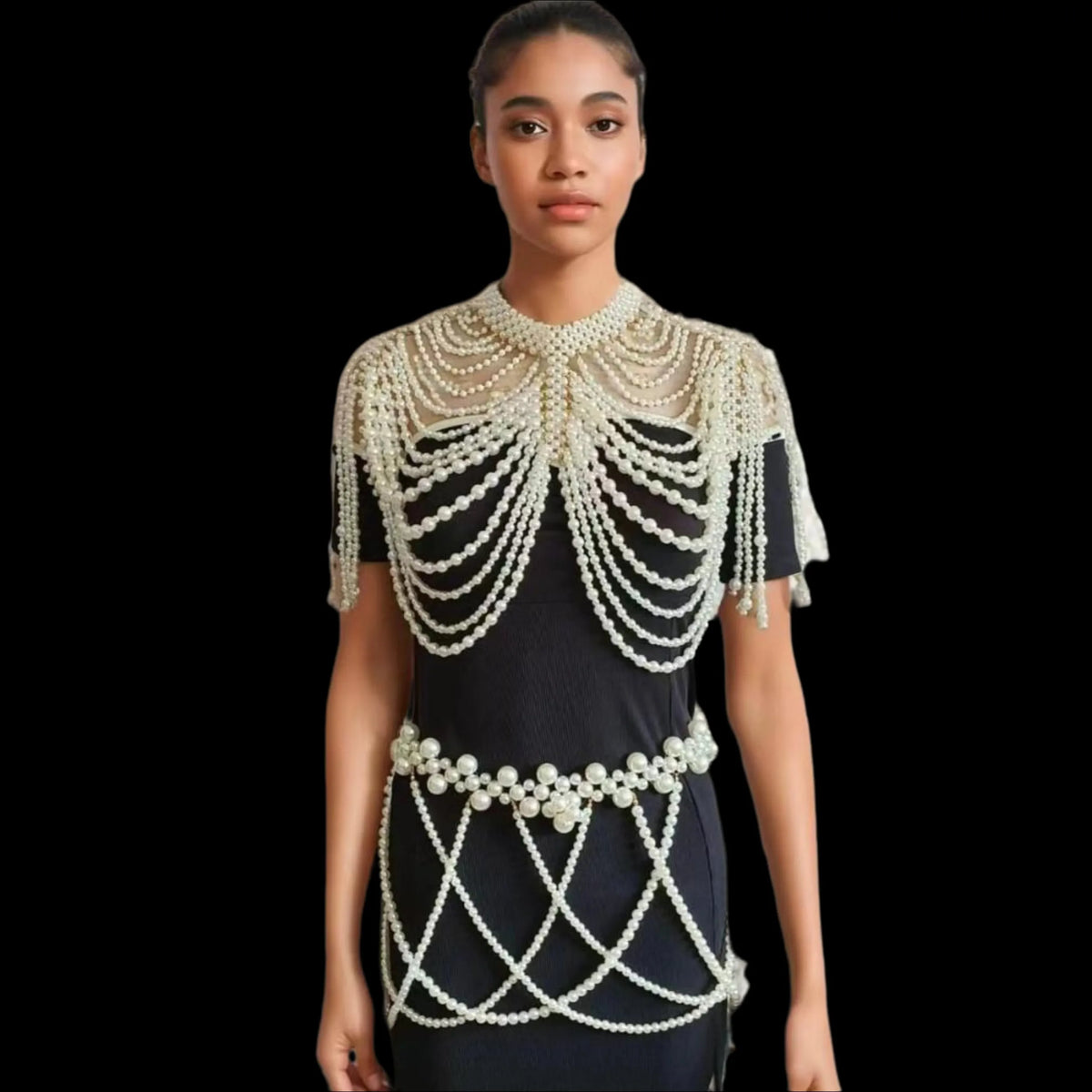 Multilayer Pearl-Look Bra & Waist Jewelry