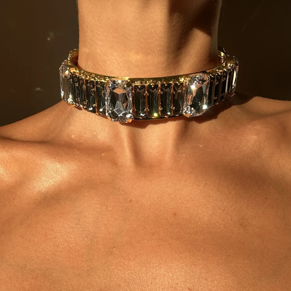 Oversized Square Rhinestone Choker