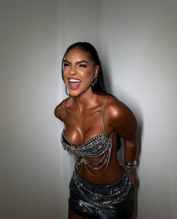 Hand-Beaded Costume Bra Chain Vest