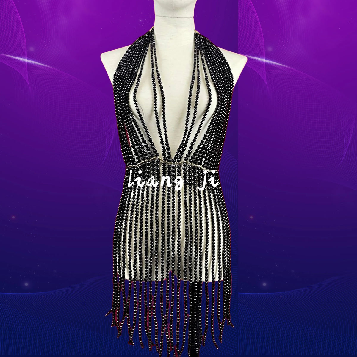 Pearl-Look Tassel Halter Bra Body Chain