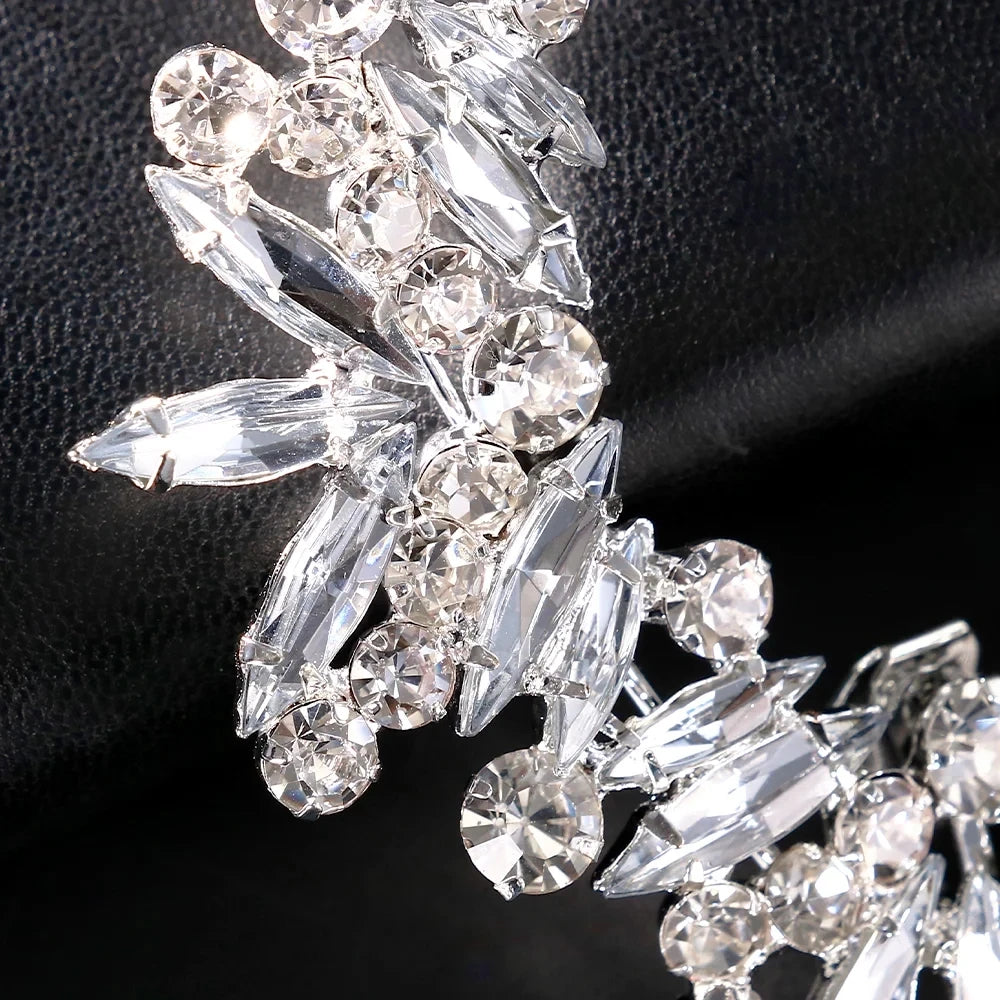 Geometric Tassel Ear Cuffs - No Piercing Clip-On Crystal Earrings for Women, Bridal & Party Jewelry