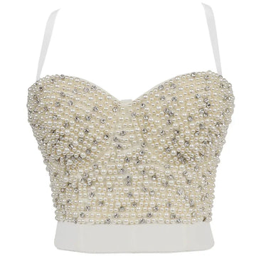 Sparkly Diamond Rhinestone Corset Top Showgirl Stage Performance Push-Up Bustier