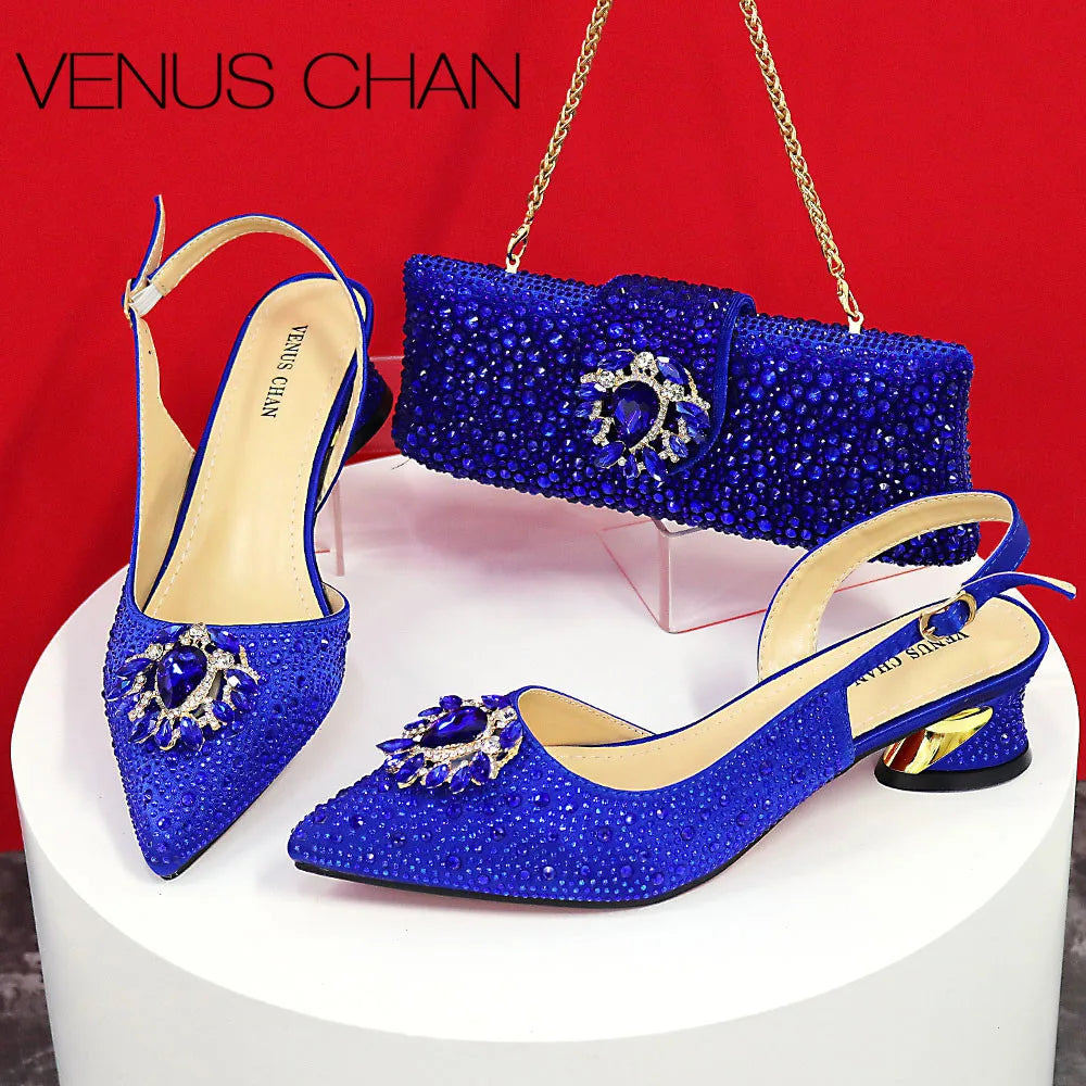 Pointed Toe Thin Heel Shoes and Matching Bag Set