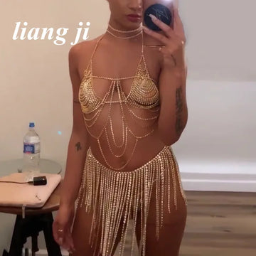 Crystal Bra & Waist Chain Costume Jewelry