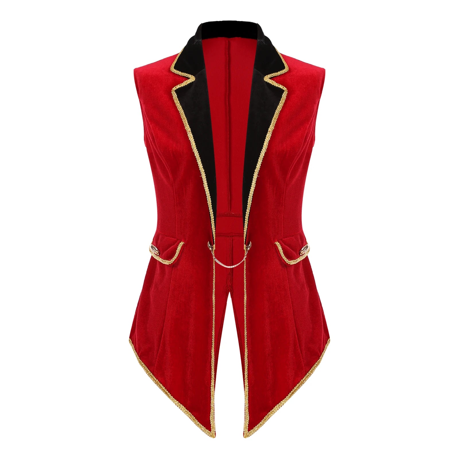 Velvet Circus Ringmaster Tailcoat Vest Marching Band Halloween Showman Outerwear