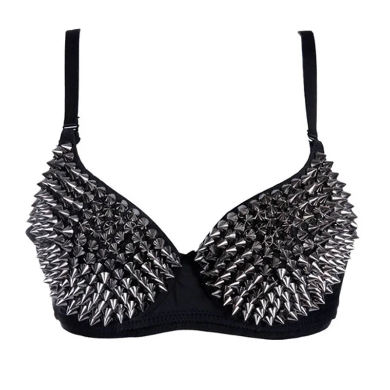 Metallic Rivet Studded Gothic Push-Up Bra & Punk Rave Bralette