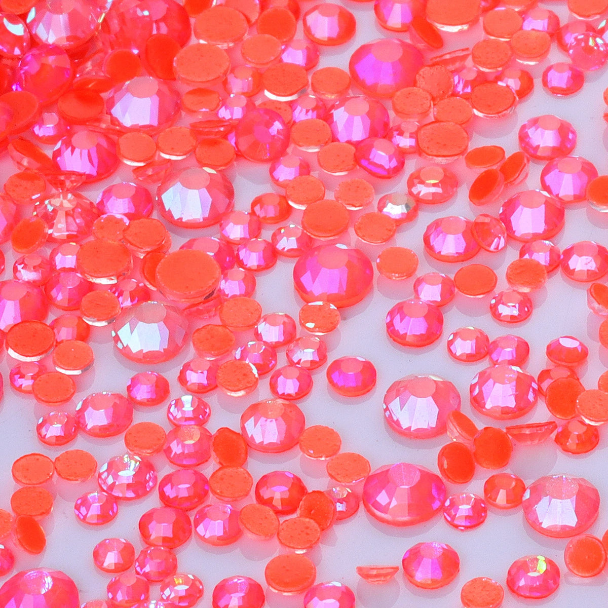 Mixed Size Glass Flatback Rhinestones, 1,440 Pieces | Shimmer Colors SS6–SS20