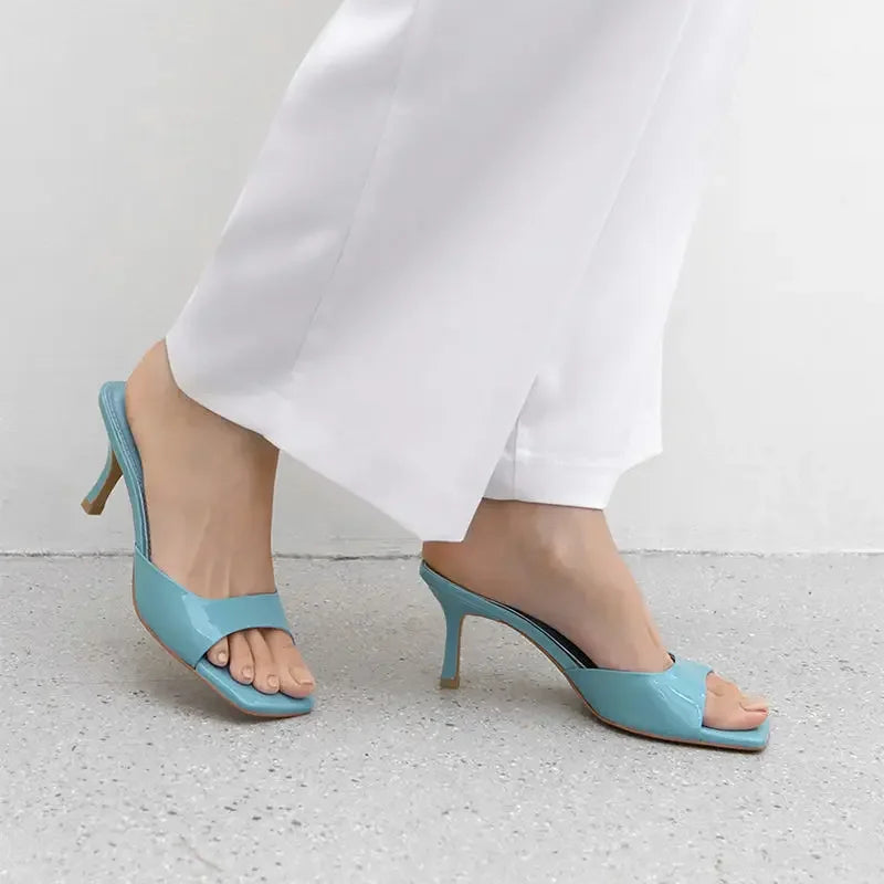 Women High Heel Square Open Toe Sandals