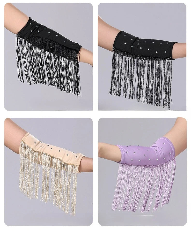 The Stardust Cabaret Fringe Sleeves – Luxury Rhinestone Performance Arm Bands
