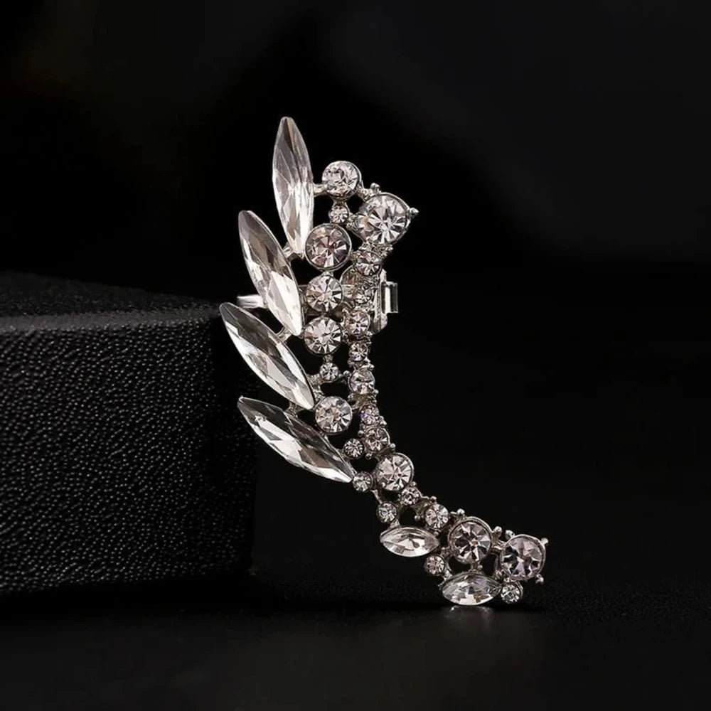 Crystal Leaf Clip-On Ear Cuff