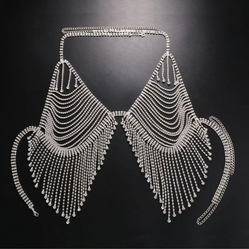 Rhinestone Tassel Bra, Brief & Waist Jewelry