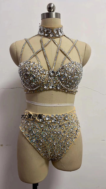 Sparkly Go-Go Dance Bikini Set for Women | Stage Performance Costume