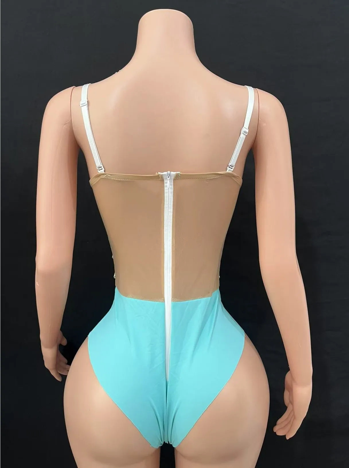 Multi-Colored Triangle Halter Bodysuit & Stage Performance Dancewear