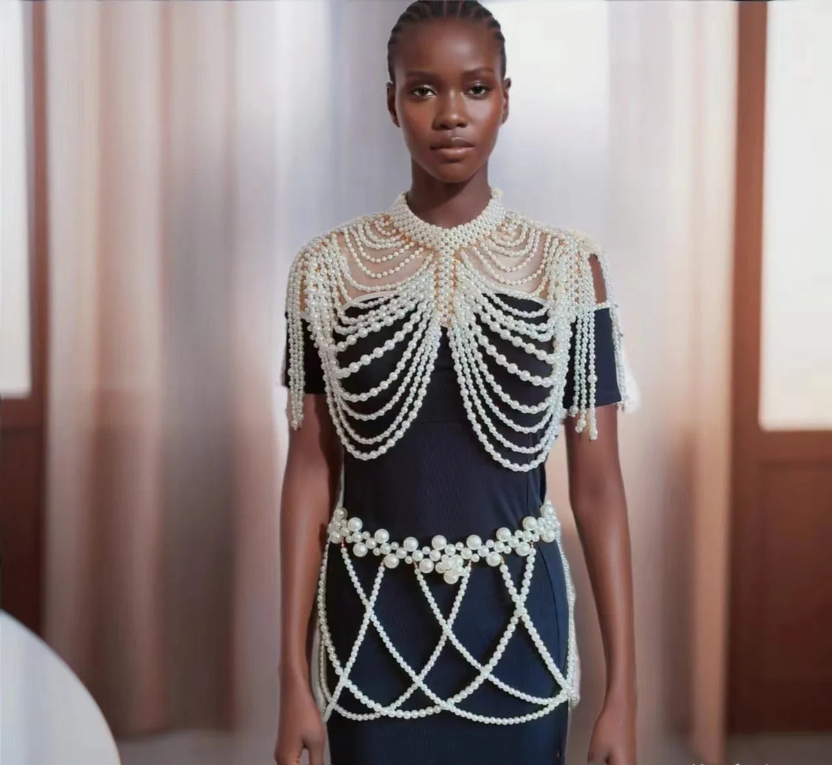 Multilayer Pearl-Look Bra & Waist Jewelry