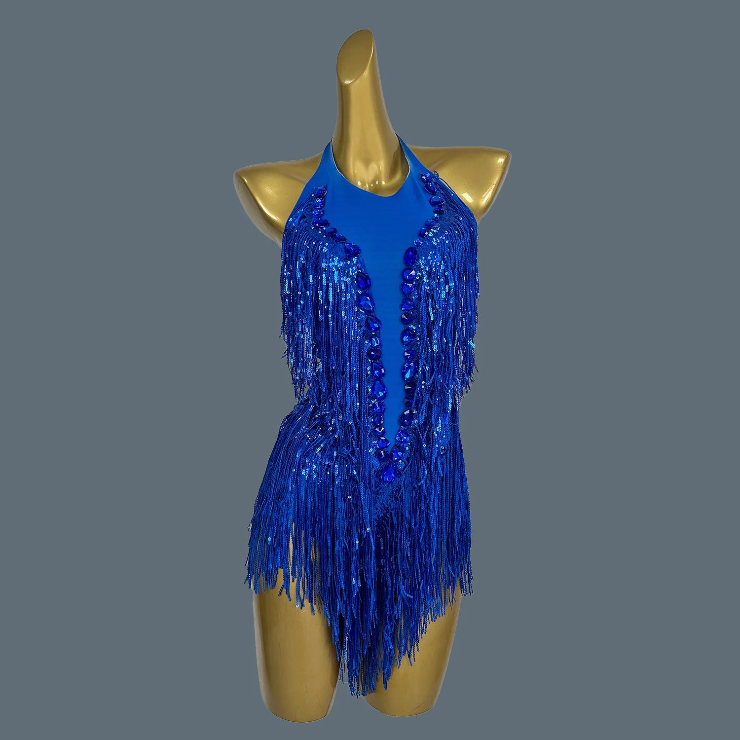 Crystal Sequin Tassel Bodysuit Dance Performance Stage Costume Leotard