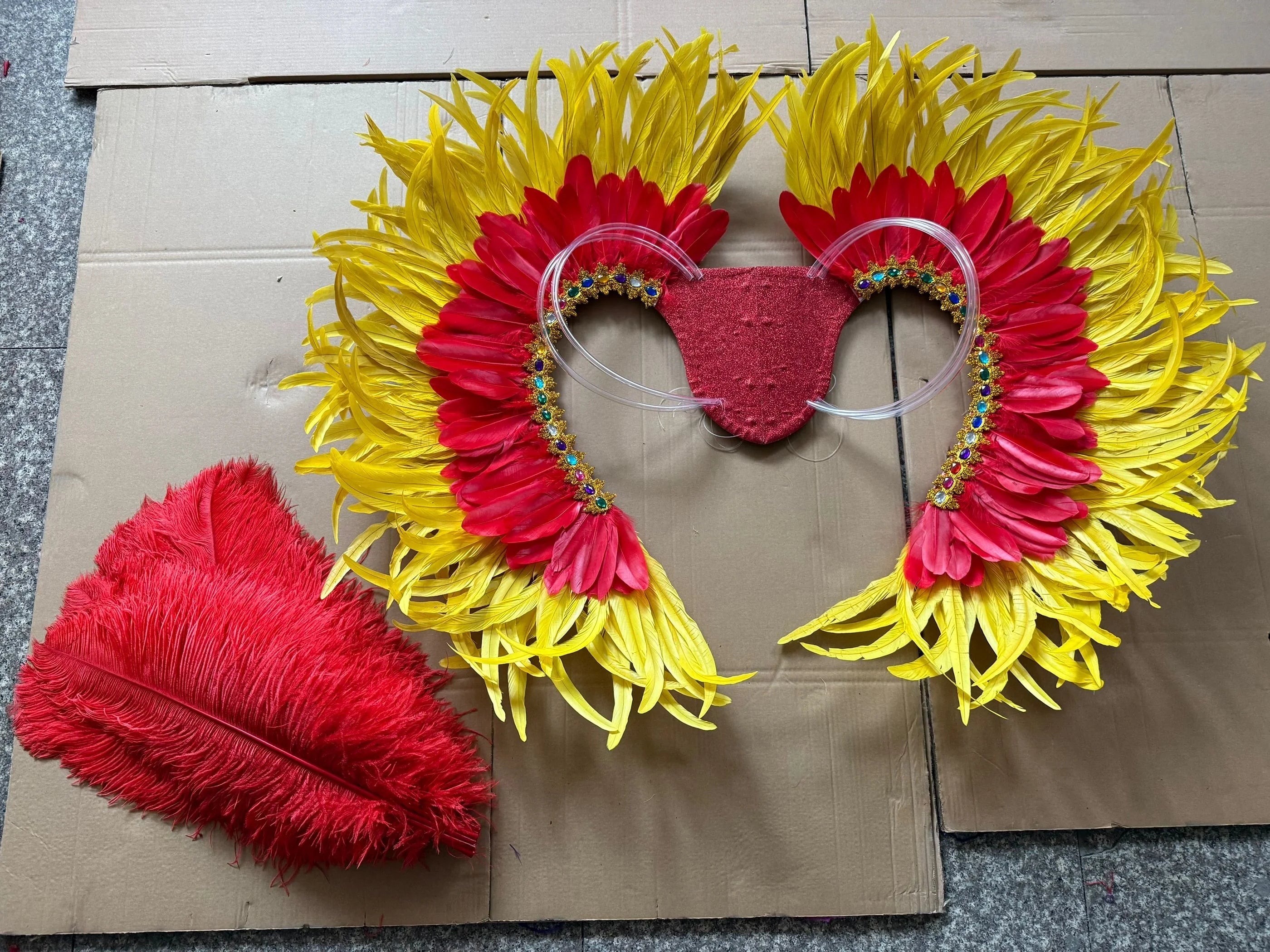 Two-Tone Feather Wing Backpiece Stage Costume Accessory