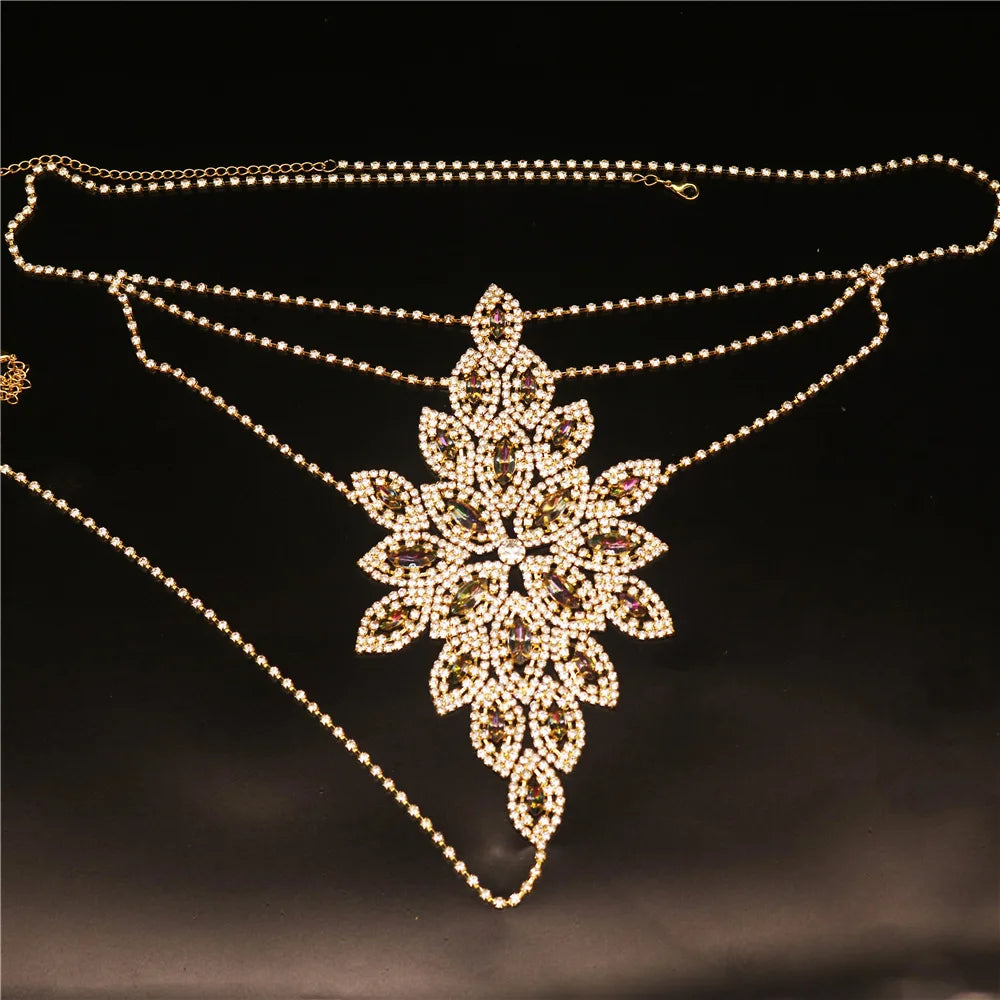 Flower Rhinestone Bra & Brief Body Jewelry