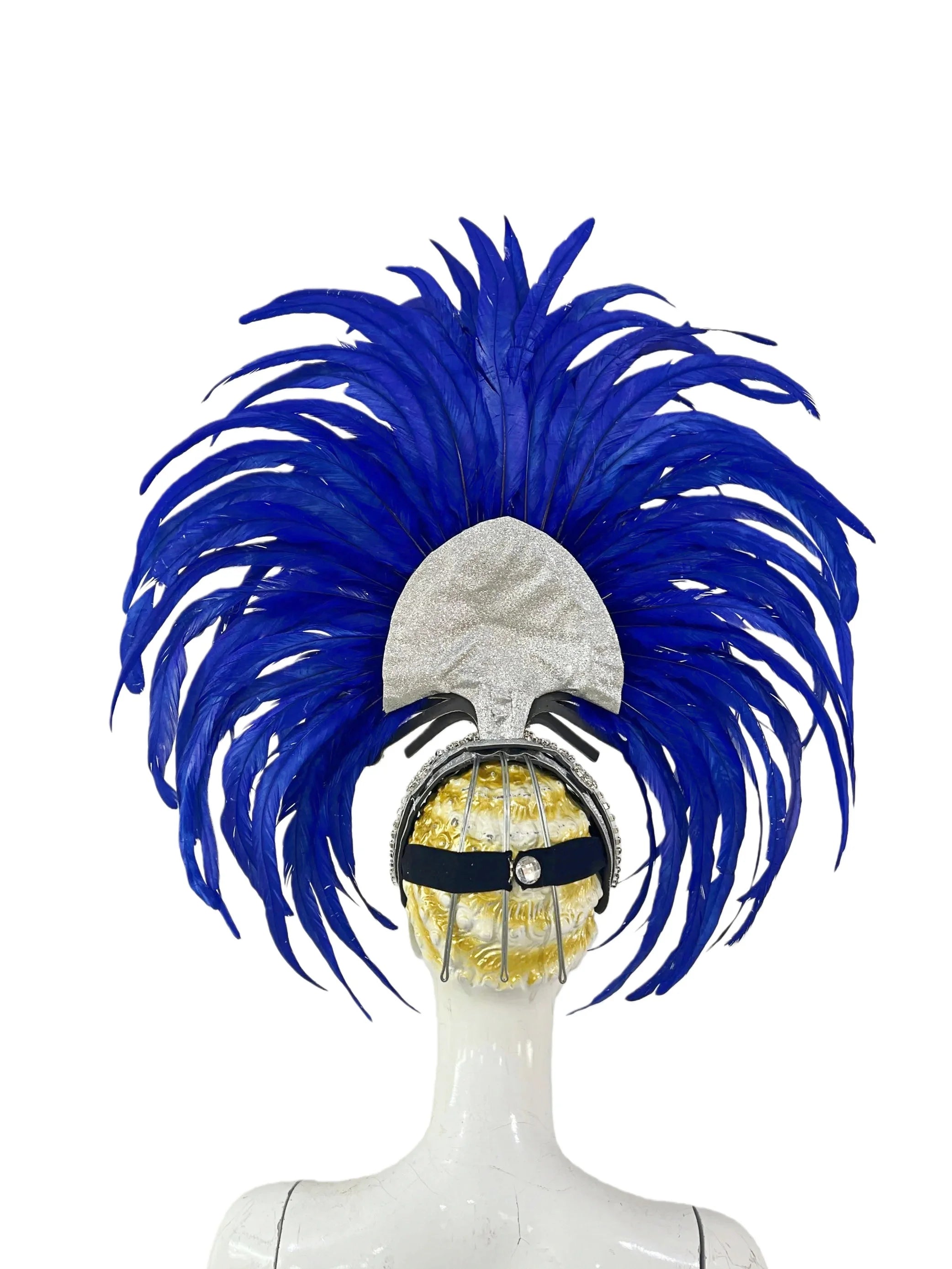 The Stardust Mirage – Premium Royal Blue & Rose Pink Feather Samba Headdress