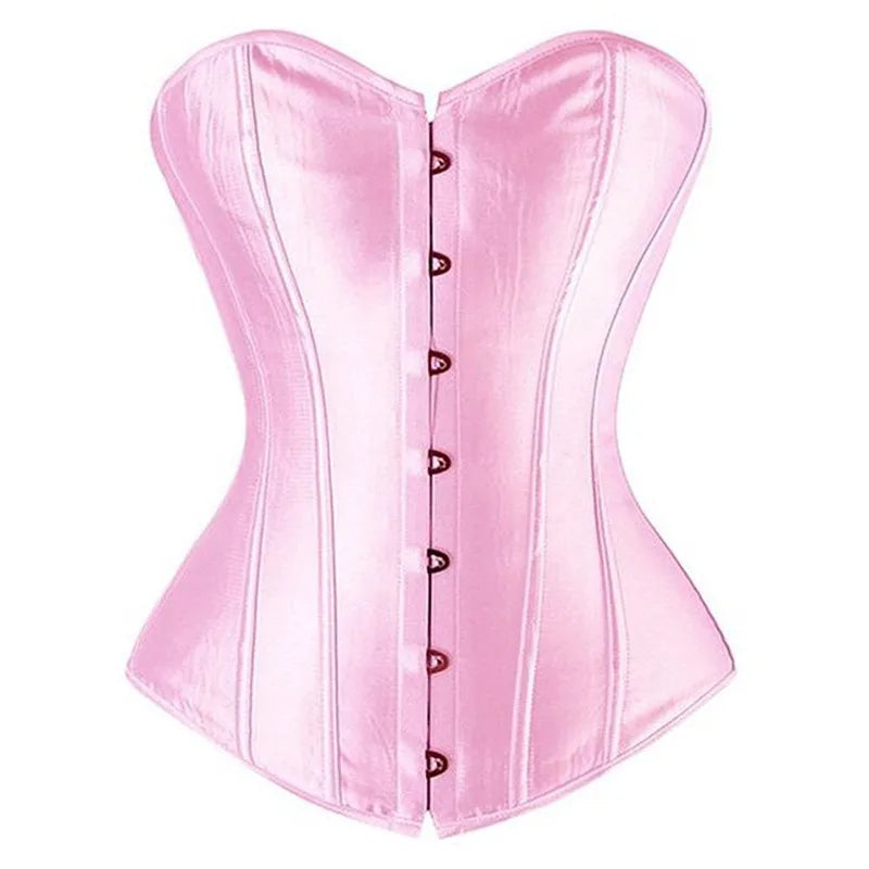 Vintage Overbust Corset Plus Size Satin Lace-Up Bustier Top