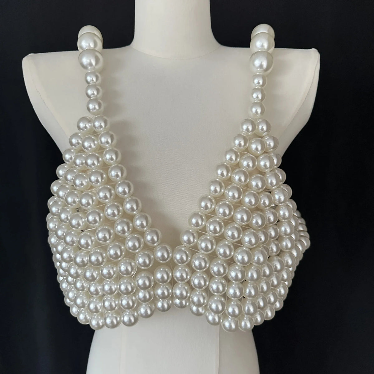 Pearl-Look Beaded Halter Bra Body Chain