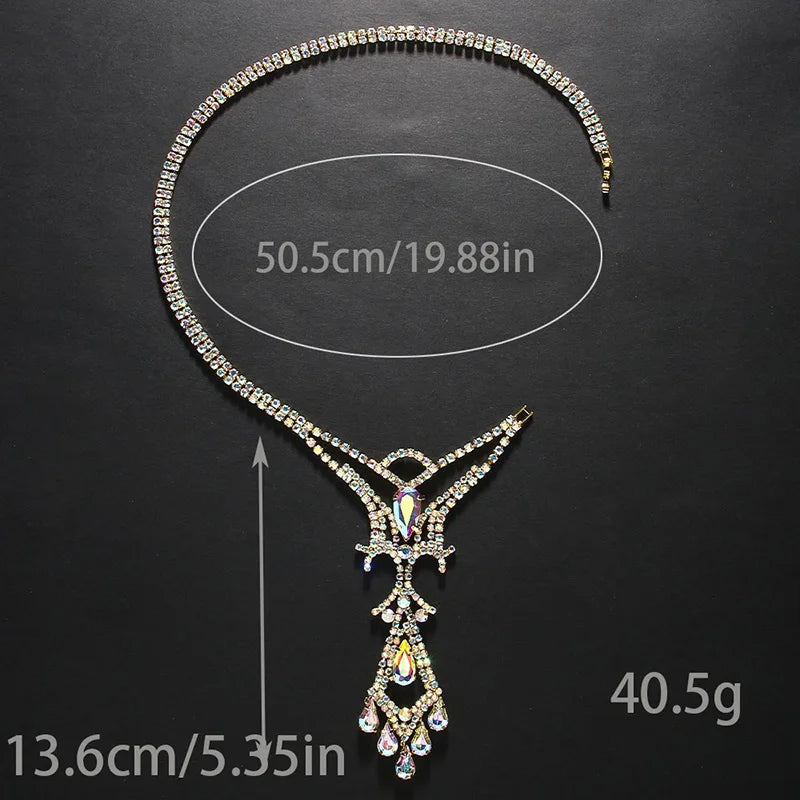 Dazzling Crystal Belly Dance Necklace & Statement Stage Performance Jewelry