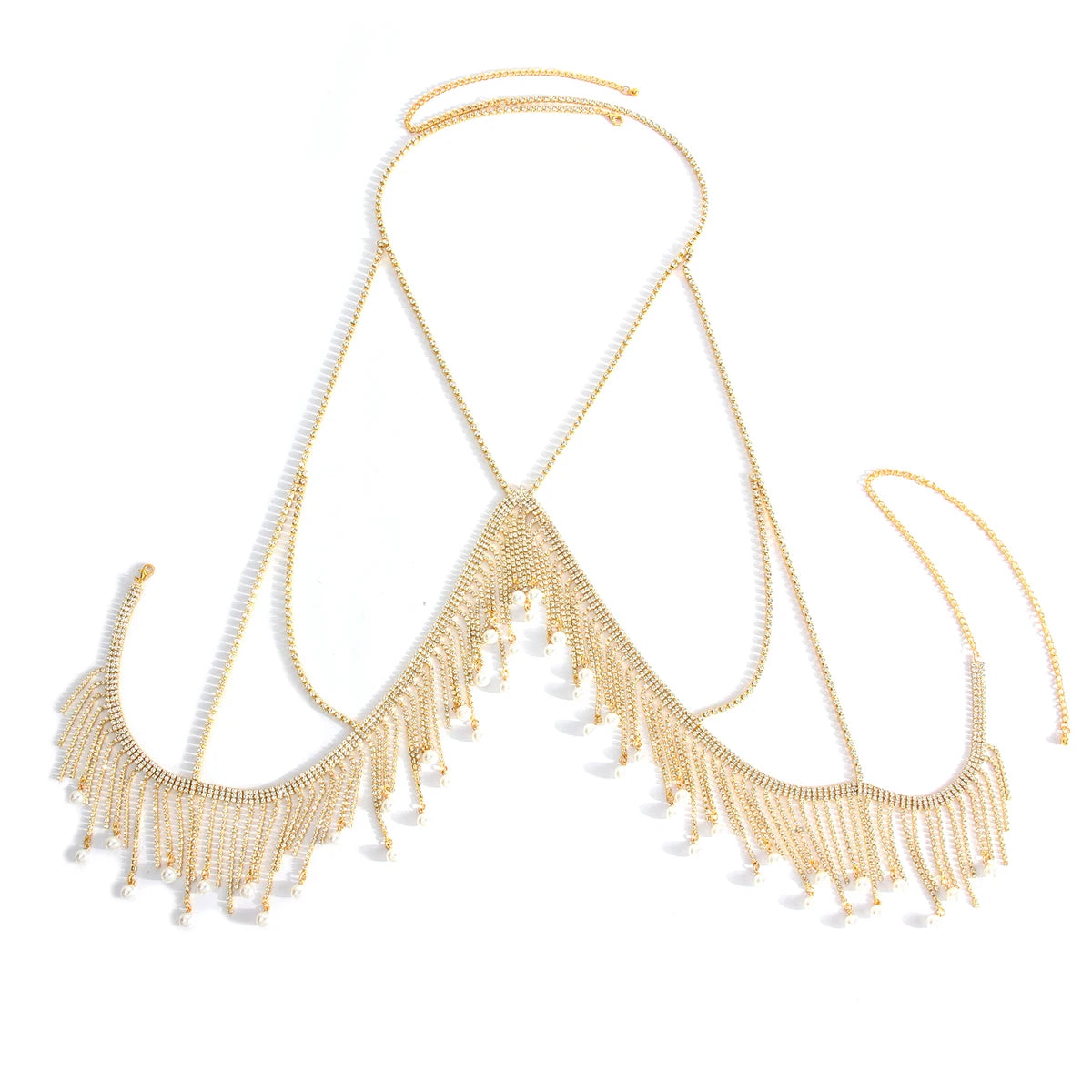 Halter Rhinestone Tassel Bra Body Chain