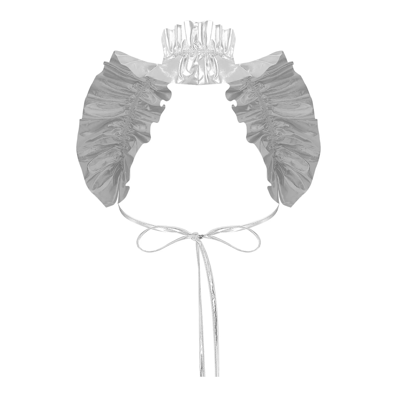 Metallic Ruffled Renaissance Neck Shrug Holographic Victorian Shoulder Capelet