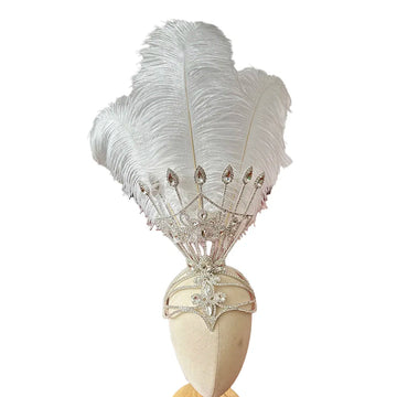 Ostrich Feather Rhinestone Headdress