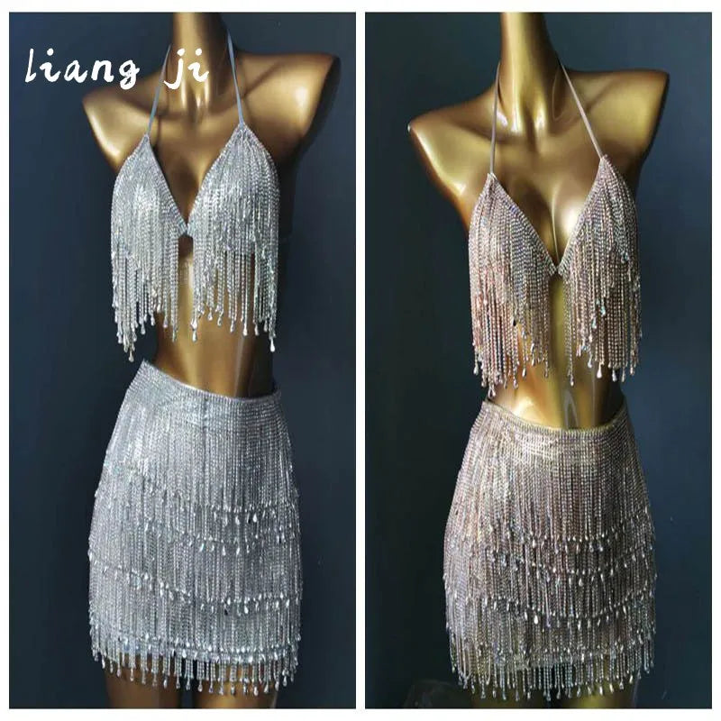 Halter Crystal Tassel Bra Body Chain