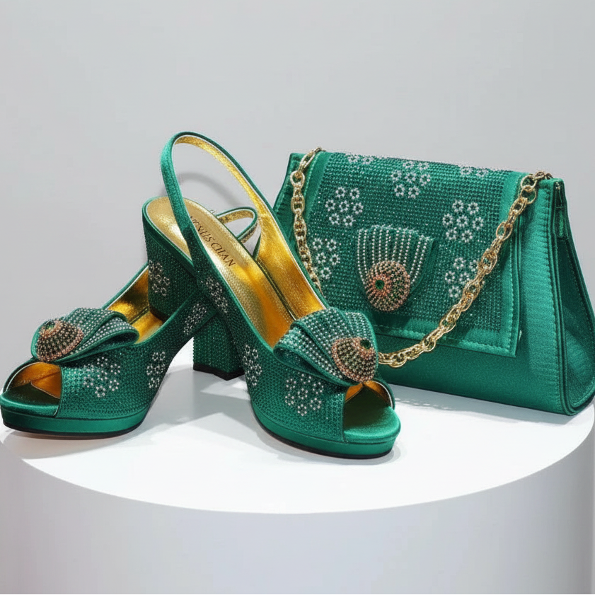 Peep Toe Shoes Matching Bag Set
