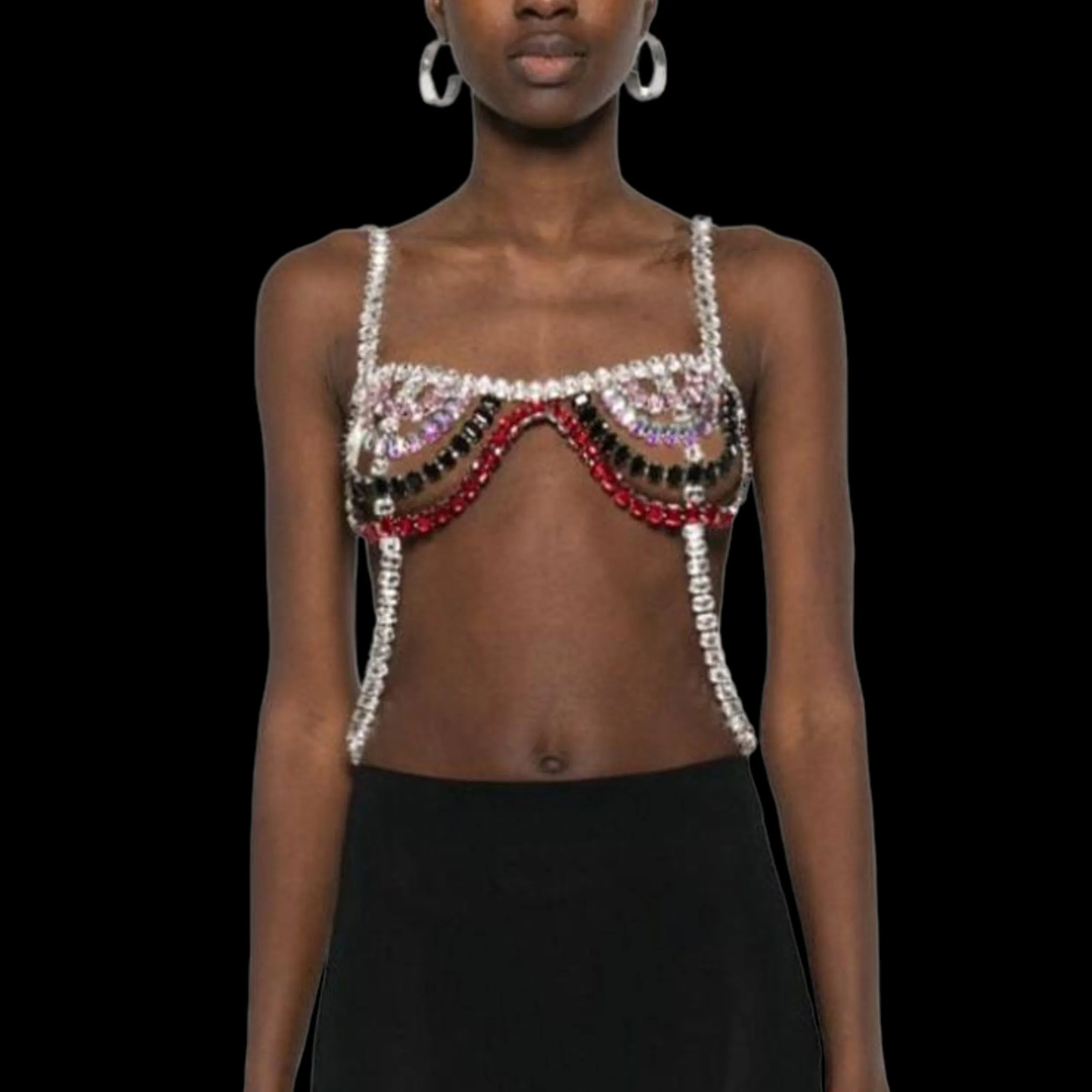 Dazzling Mixed-Color Crystal Bra Chain & Lumbar Bikini Body Jewelry