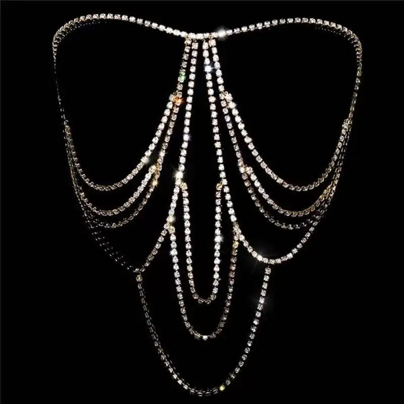 Crystal Bra & Waist Chain Costume Jewelry