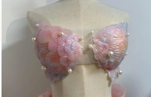 Realistic Silicone Mermaid Seashell Bra Strapless Underwater Photoshoot Costume Top