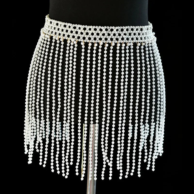Simulated Pearl Bra & Skirt Body Jewelry