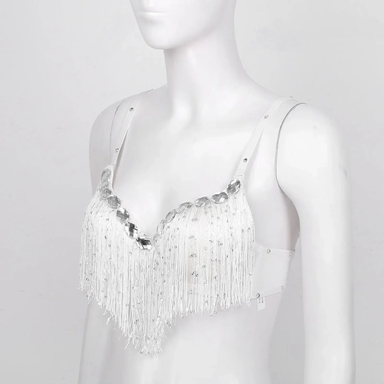 The Stardust Oasis Sirena – Sequined Tassel & Rhinestone Push-Up Belly Dance Bra Top
