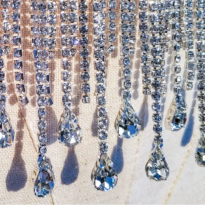 Sparkly AB Diamond Water Droplet Rhinestone Belly Dance Waist Chain Belt