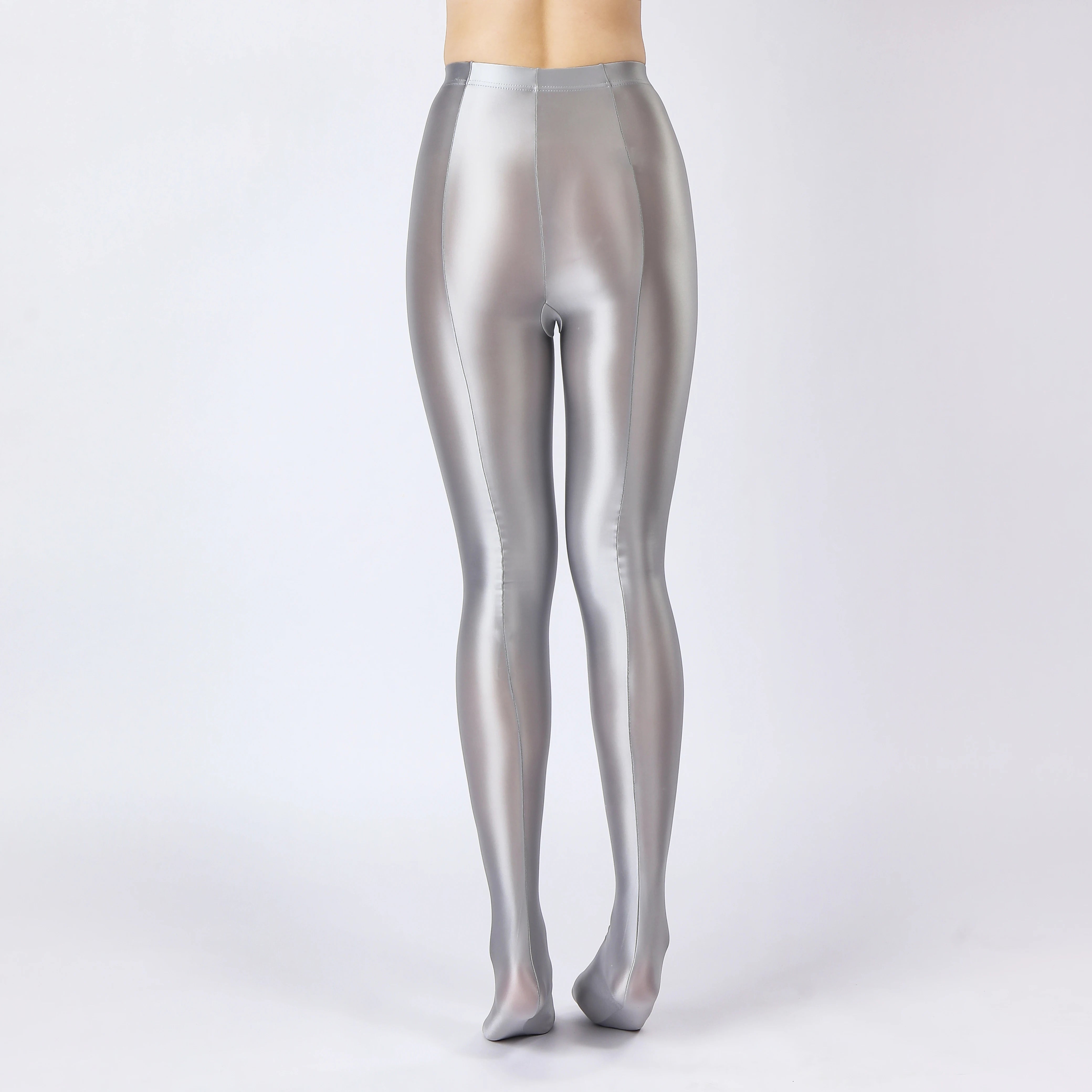 Oil Glossy High-Stretch Satin Pencil Pants & Leopard Print Leggings