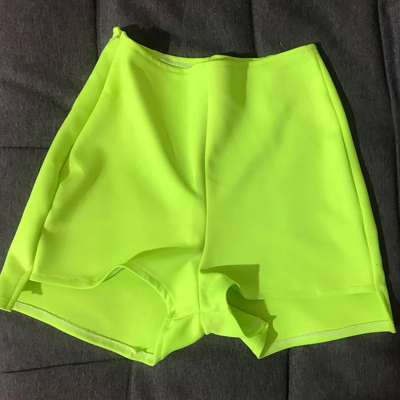 Fluorescent Neon Green High-Waisted Pole Dance & Gogo Hot Shorts Costume