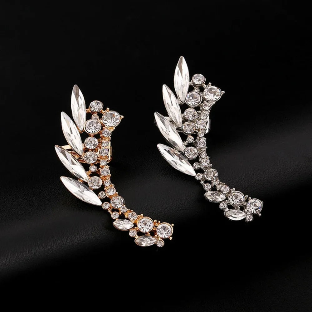 Crystal Leaf Clip-On Ear Cuff
